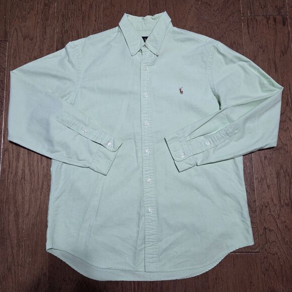 Ralph Lauren Shirt Mens L Large Green Long Sleeve Button Up Oxford Flesh Pony - Picture 1 of 7